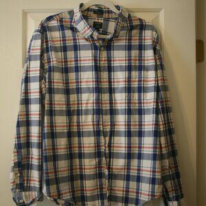 JCrew Men's Slim Untucked Casual Buttondown, Size XL, Blue Plaid